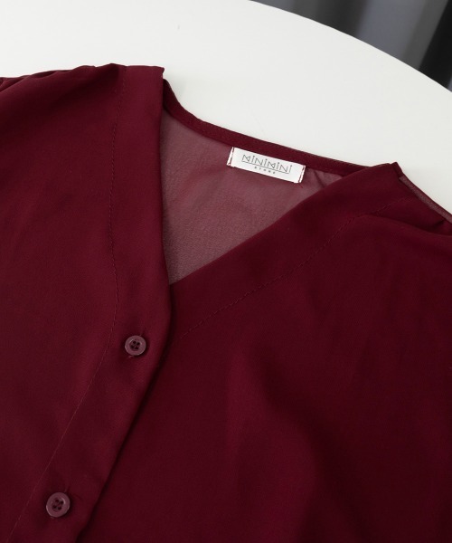 Miniministore(ミニミニストア)の「シフォンブラウス 通勤シースルートップス(シャツ/ブラウス・レディース・ブラック/ダークグリーン/カーキブラウン/ワインレッド・L/M)」の21枚目の写真