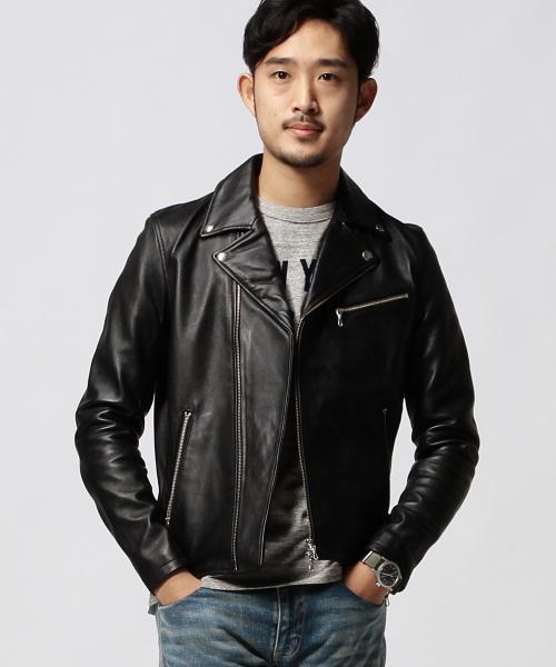 BEAMS（ビームス）の「◆BEAMS / ダブル ライダース ジャケット（ライダースジャケット・メンズ・ブラック/ブラウン・MEDIUM/SMALL/LARGE）」の2枚目の写真