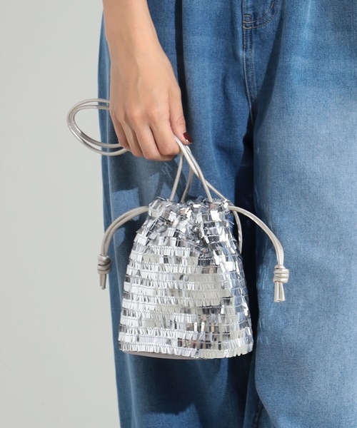 FOUND GOOD(ファウンドグッド)の「スパンコールポーチ(ショルダーバッグ・レディース・グレー系2/ブラック/ベージュ・FREE)」の3枚目の写真