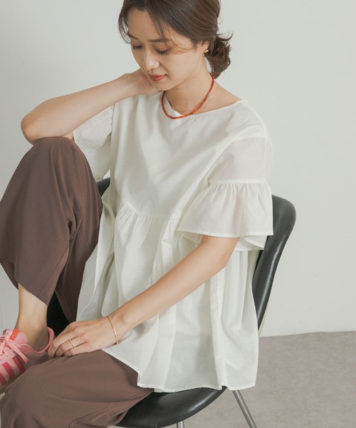 URBAN RESEARCH DOORS（アーバンリサーチドアーズ）の「コットンボイル2WAY切替ブラウス（シャツ/ブラウス・レディース・オフホワイト/ブルー/ブラック・MEDIUM）」の2枚目の写真