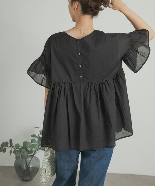 URBAN RESEARCH DOORS（アーバンリサーチドアーズ）の「コットンボイル2WAY切替ブラウス（シャツ/ブラウス・レディース・オフホワイト/ブルー/ブラック・MEDIUM）」の3枚目の写真