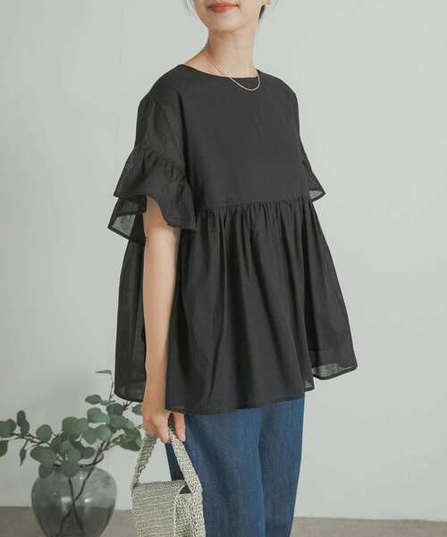 URBAN RESEARCH DOORS（アーバンリサーチドアーズ）の「コットンボイル2WAY切替ブラウス（シャツ/ブラウス・レディース・オフホワイト/ブルー/ブラック・MEDIUM）」の21枚目の写真