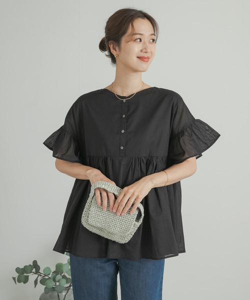 URBAN RESEARCH DOORS（アーバンリサーチドアーズ）の「コットンボイル2WAY切替ブラウス（シャツ/ブラウス・レディース・オフホワイト/ブルー/ブラック・MEDIUM）」の20枚目の写真