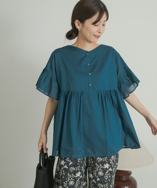 URBAN RESEARCH DOORS（アーバンリサーチドアーズ）の「コットンボイル2WAY切替ブラウス（シャツ/ブラウス・レディース・オフホワイト/ブルー/ブラック・MEDIUM）」の12枚目の写真