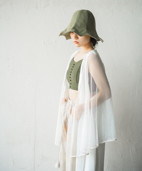 ORIENT MILLINERY（オリエント ミリナリー）の「NAMI【ﾅﾐ】UVプロテクト サンシェード チューリップハット（ハット・レディース・パープル/グリーン/クリーム/ブラック・FREE）」の19枚目の写真