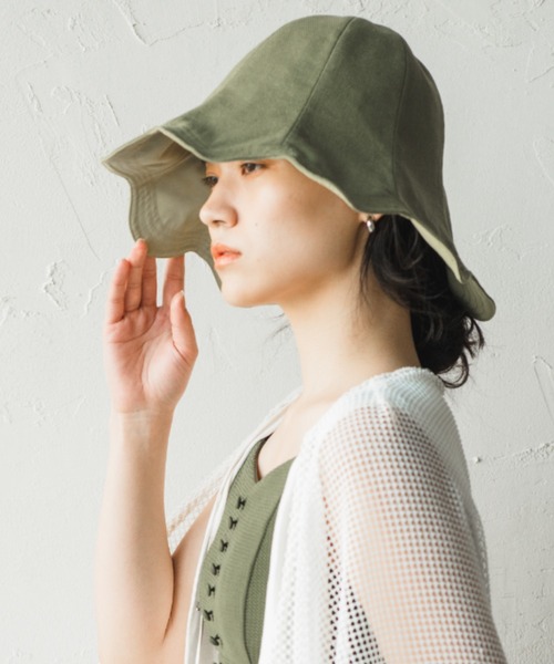 ORIENT MILLINERY（オリエント ミリナリー）の「NAMI【ﾅﾐ】UVプロテクト サンシェード チューリップハット（ハット・レディース・パープル/グリーン/クリーム/ブラック・FREE）」の15枚目の写真