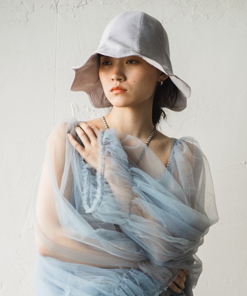 ORIENT MILLINERY（オリエント ミリナリー）の「NAMI【ﾅﾐ】UVプロテクト サンシェード チューリップハット（ハット・レディース・パープル/グリーン/クリーム/ブラック・FREE）」の6枚目の写真