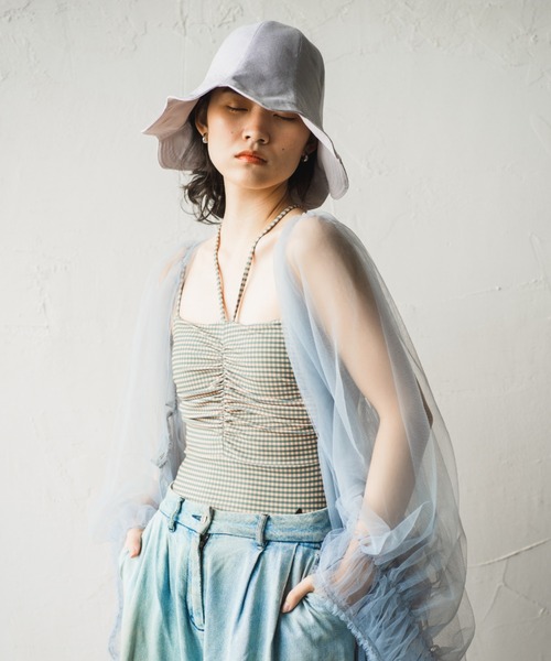 ORIENT MILLINERY（オリエント ミリナリー）の「NAMI【ﾅﾐ】UVプロテクト サンシェード チューリップハット（ハット・レディース・パープル/グリーン/クリーム/ブラック・FREE）」の9枚目の写真
