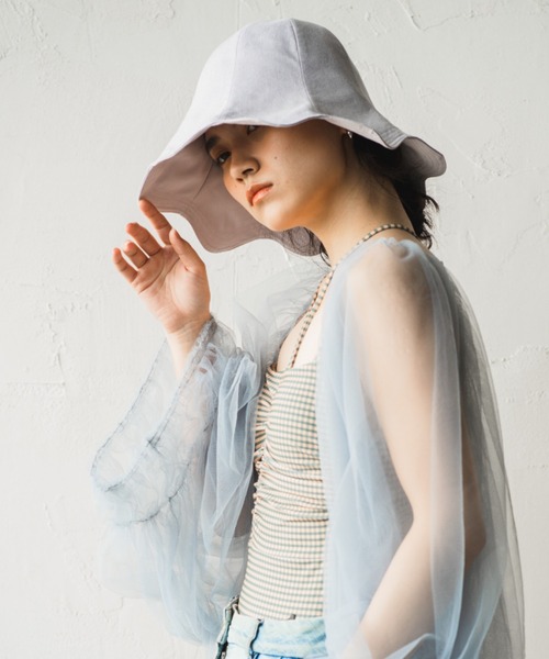 ORIENT MILLINERY（オリエント ミリナリー）の「NAMI【ﾅﾐ】UVプロテクト サンシェード チューリップハット（ハット・レディース・パープル/グリーン/クリーム/ブラック・FREE）」の8枚目の写真