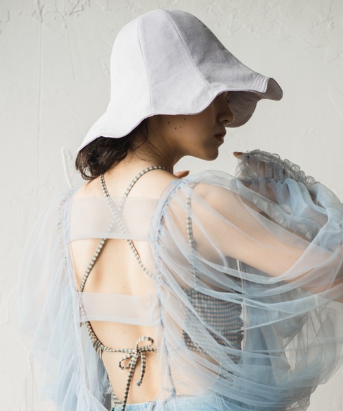 ORIENT MILLINERY（オリエント ミリナリー）の「NAMI【ﾅﾐ】UVプロテクト サンシェード チューリップハット（ハット・レディース・パープル/グリーン/クリーム/ブラック・FREE）」の10枚目の写真