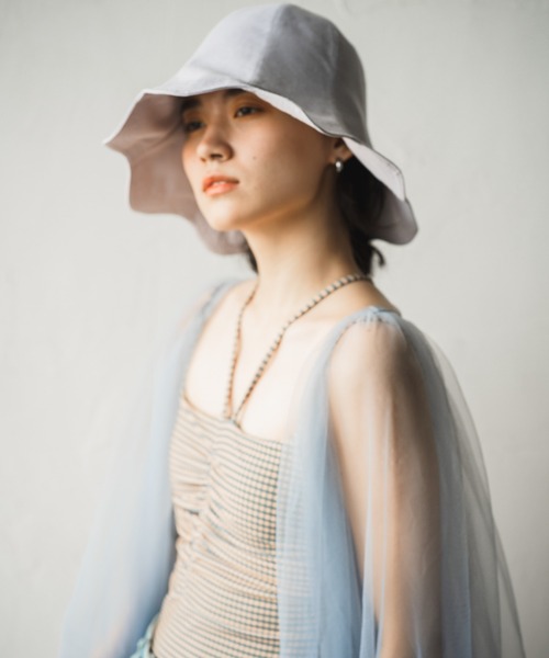 ORIENT MILLINERY（オリエント ミリナリー）の「NAMI【ﾅﾐ】UVプロテクト サンシェード チューリップハット（ハット・レディース・パープル/グリーン/クリーム/ブラック・FREE）」の5枚目の写真