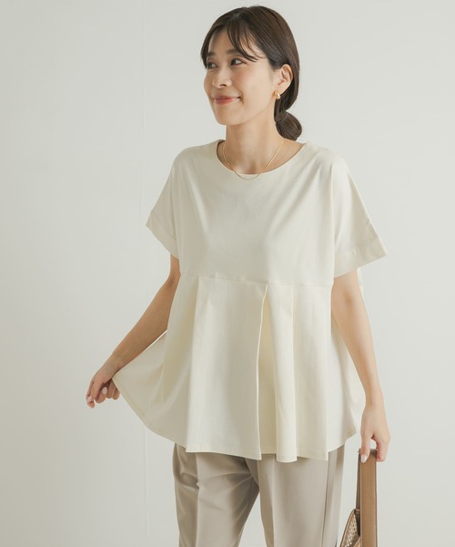 URBAN RESEARCH DOORS（アーバンリサーチドアーズ）の「シルケットコットンウエスト切替プルオーバー（Tシャツ/カットソー・レディース・グリーン/ブラック/オフホワイト・MEDIUM）」の8枚目の写真