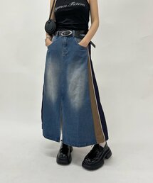 WHO'S WHO gallery（フーズフーギャラリー）の「ナイロン切替デニムスカート（スカート・レディース）」