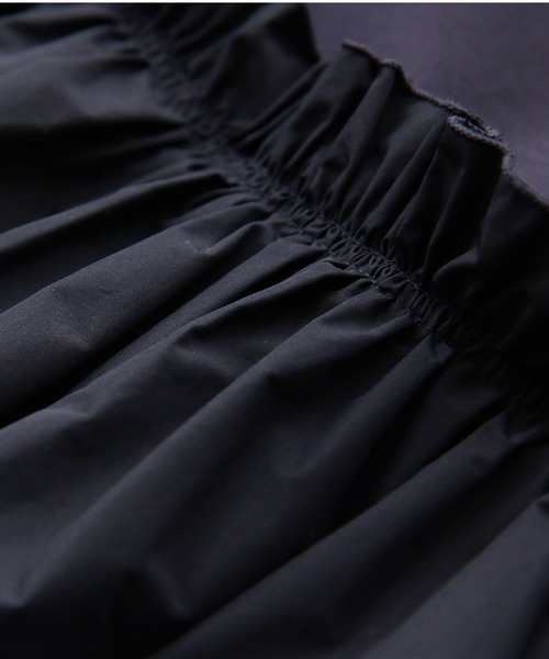 洗える ｜ 異素材 フリル ペプラム ボリュースリーブ TOPS ｜ 長袖 トップス 二の腕カバー 体型カバー 袖ボリューム オフィスカジュアル 通勤服 華やか ブラウス（シャツ/ブラウス）｜RUIRUE BOUTIQUE（ルイルエブティック）