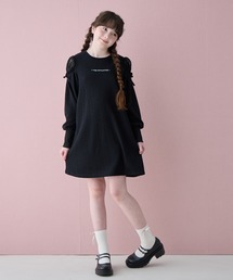 Amourire girl（アムリールガール）の「袖チュールワンピース(130㎝～160㎝)（ワンピース）」