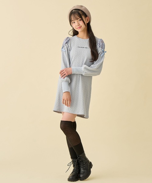 セール】袖チュールワンピース(130㎝～160㎝)（ワンピース）｜Amourire