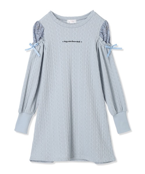 Amourire girl（アムリールガール）の「袖チュールワンピース(130㎝～160㎝)（ワンピース・キッズ・オフホワイト/ブラック/サックスブルー/ピンク・130cm/140cm/150cm/160cm）」の13枚目の写真