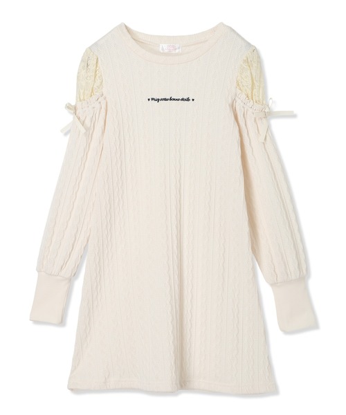 Amourire girl（アムリールガール）の「袖チュールワンピース(130㎝～160㎝)（ワンピース・キッズ・オフホワイト/ブラック/サックスブルー/ピンク・130cm/140cm/150cm/160cm）」の14枚目の写真