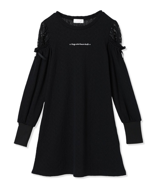 Amourire girl（アムリールガール）の「袖チュールワンピース(130㎝～160㎝)（ワンピース・キッズ・オフホワイト/ブラック/サックスブルー/ピンク・130cm/140cm/150cm/160cm）」の15枚目の写真