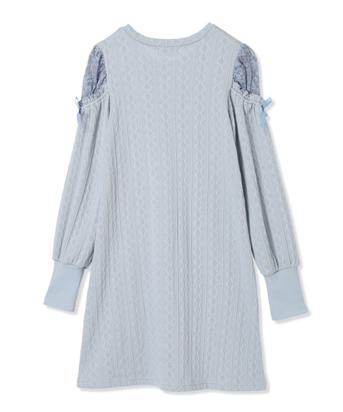 Amourire girl（アムリールガール）の「袖チュールワンピース(130㎝～160㎝)（ワンピース・キッズ・オフホワイト/ブラック/サックスブルー/ピンク・130cm/140cm/150cm/160cm）」の16枚目の写真