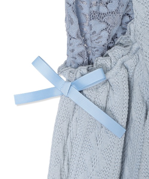 Amourire girl（アムリールガール）の「袖チュールワンピース(130㎝～160㎝)（ワンピース・キッズ・オフホワイト/ブラック/サックスブルー/ピンク・130cm/140cm/150cm/160cm）」の19枚目の写真