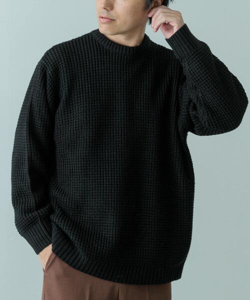 ITEMS URBANRESEARCH（アイテムズ アーバンリサーチ）の「ワッフル編み クルーネックニット（ニット/セーター・メンズ・チャコールグレー/ブラック/オフホワイト/オリーブ/モカ・SMALL/MEDIUM/LARGE）」の21枚目の写真