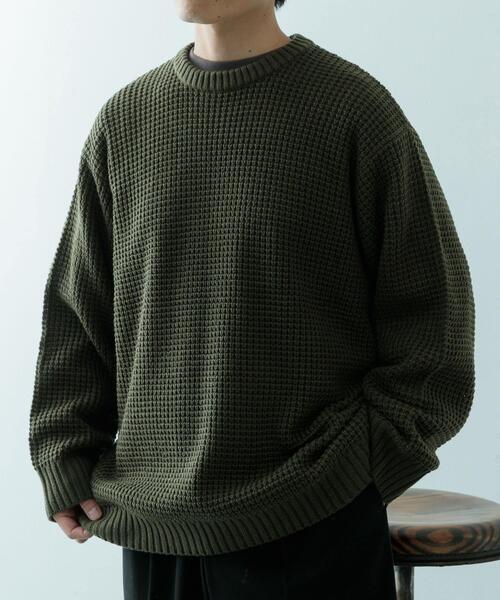 最終値下げ HYKE 24AW ワッフルニットセーター アンチピリングワッフル編みクルーネック長袖ニット | 【公式】SPU