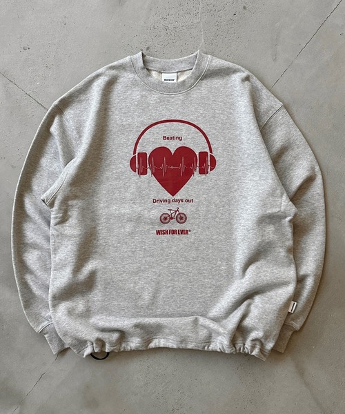 WISH FOR EVER(ウィッシュフォーエバー)の「DRAW CODE HEART LOGO SWEAT/ドローコードハートロゴスウェット(スウェット・メンズ・グレー/ブラック/レッド/ライトグレー・MEDIUM/LARGE/SMALL)」の3枚目の写真
