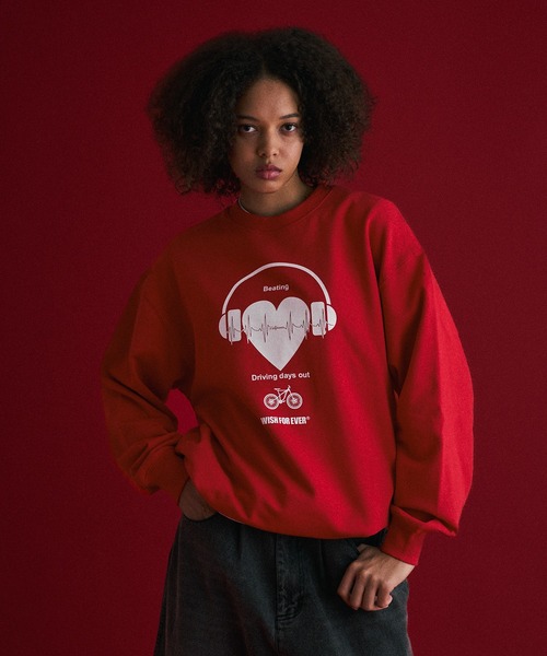 WISH FOR EVER(ウィッシュフォーエバー)の「DRAW CODE HEART LOGO SWEAT/ドローコードハートロゴスウェット(スウェット・メンズ・グレー/ブラック/レッド/ライトグレー・MEDIUM/LARGE/SMALL)」の13枚目の写真