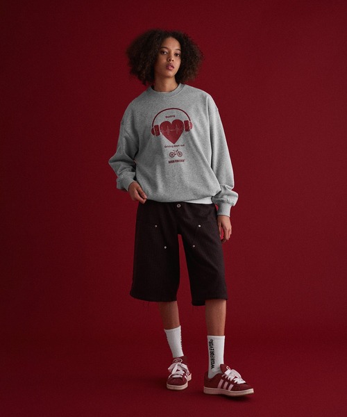WISH FOR EVER(ウィッシュフォーエバー)の「DRAW CODE HEART LOGO SWEAT/ドローコードハートロゴスウェット(スウェット・メンズ・グレー/ブラック/レッド/ライトグレー・MEDIUM/LARGE/SMALL)」の7枚目の写真