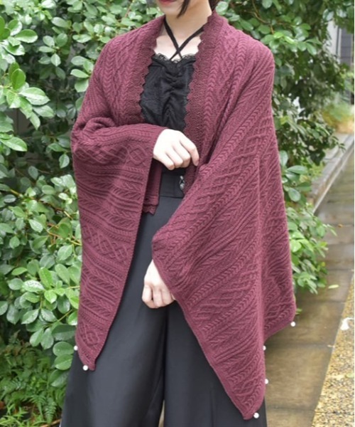 axes femme（アクシーズファム）の「２ＷＡＹニットストール（ストール/ショール・レディース・ワイン/キナリ/チャコール・FREE）」の3枚目の写真
