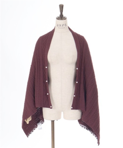 axes femme（アクシーズファム）の「２ＷＡＹニットストール（ストール/ショール・レディース・ワイン/キナリ/チャコール・FREE）」の14枚目の写真