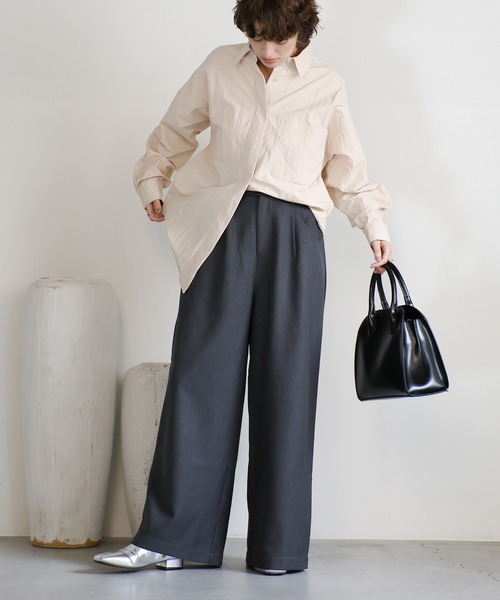 select MOCA(セレクトモカ)の「タックワイドシルエットパンツ(スラックス・レディース・チャコール/ブラック・MEDIUM/LARGE)」の18枚目の写真