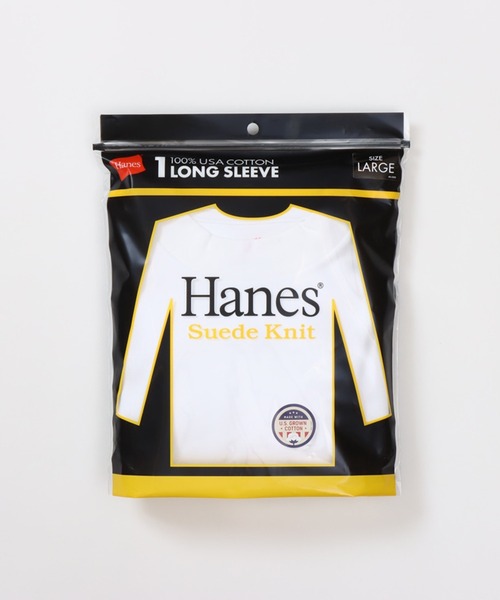 HANES(ヘインズ)の「【Hanes】Suede Knit スエードニット クルーネックロングスリーブ HM4-A204(Tシャツ/カットソー・メンズ・ホワイト/ブラック・M/L/XL)」の11枚目の写真
