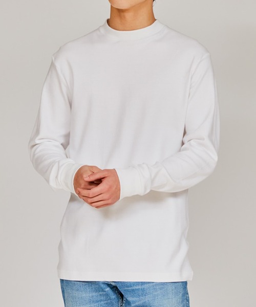 HANES(ヘインズ)の「【Hanes】Suede Knit スエードニット クルーネックロングスリーブ HM4-A204(Tシャツ/カットソー・メンズ・ホワイト/ブラック・M/L/XL)」の3枚目の写真