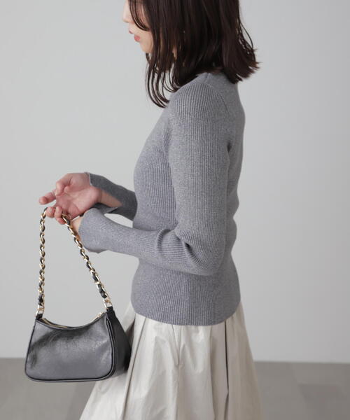 FREE'S MART（フリーズマート）の「◆ラメボトルネックリブニット（ニット/セーター・レディース・パープル/ホワイト/ライトグリーン/グレー・FREE）」の7枚目の写真