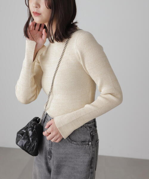 FREE'S MART（フリーズマート）の「◆ラメボトルネックリブニット（ニット/セーター・レディース・パープル/ホワイト/ライトグリーン/グレー・FREE）」の15枚目の写真