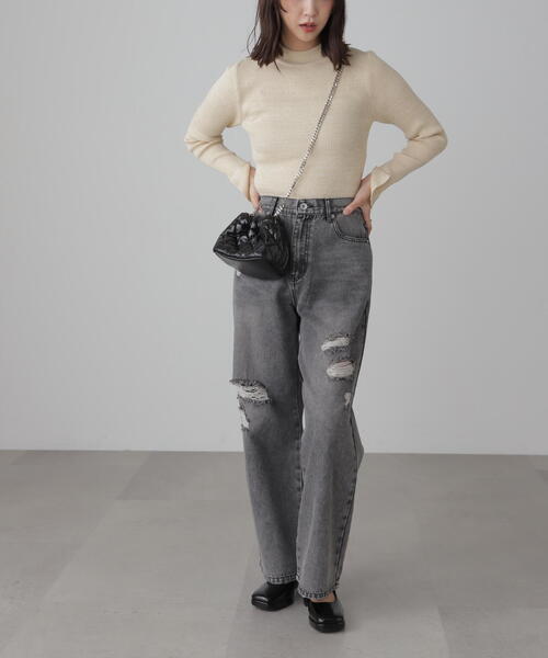 FREE'S MART（フリーズマート）の「◆ラメボトルネックリブニット（ニット/セーター・レディース・パープル/ホワイト/ライトグリーン/グレー・FREE）」の19枚目の写真