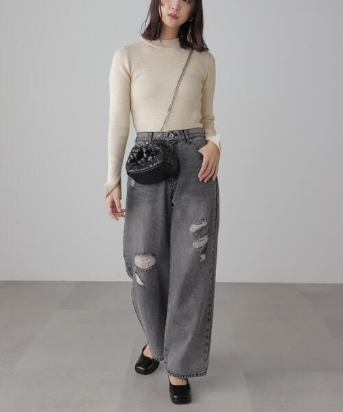 FREE'S MART（フリーズマート）の「◆ラメボトルネックリブニット（ニット/セーター・レディース・パープル/ホワイト/ライトグリーン/グレー・FREE）」の20枚目の写真