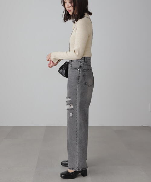 FREE'S MART（フリーズマート）の「◆ラメボトルネックリブニット（ニット/セーター・レディース・パープル/ホワイト/ライトグリーン/グレー・FREE）」の21枚目の写真