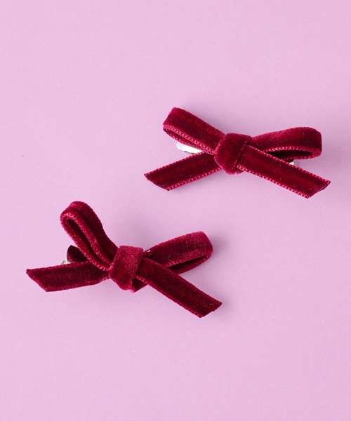 BIRTHDAY BAR（バースデイバー）の「KIDS HAIR PIN ベロアリボン（ヘアピン・キッズ・ピンク/ネイビー/グレー/ワイン・フリー）」の8枚目の写真