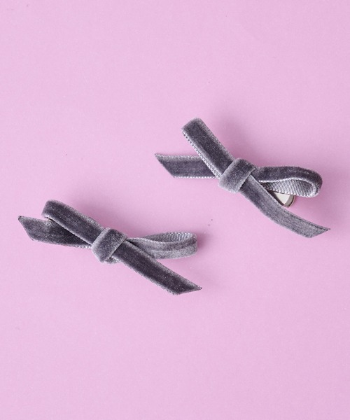 BIRTHDAY BAR（バースデイバー）の「KIDS HAIR PIN ベロアリボン（ヘアピン・キッズ・ピンク/ネイビー/グレー/ワイン・フリー）」の7枚目の写真