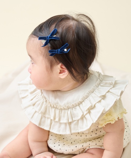 BIRTHDAY BAR（バースデイバー）の「KIDS HAIR PIN ベロアリボン（ヘアピン・キッズ・ピンク/ネイビー/グレー/ワイン・フリー）」の5枚目の写真