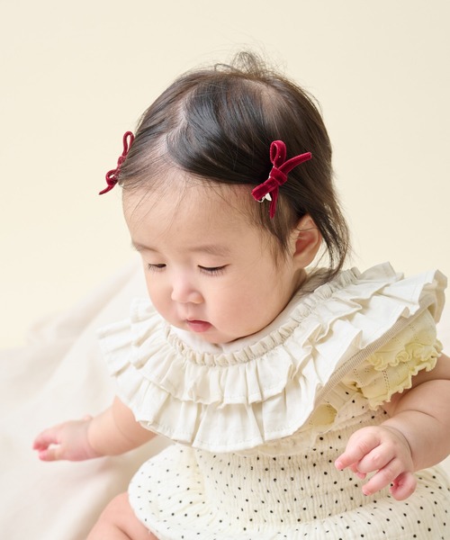 BIRTHDAY BAR（バースデイバー）の「KIDS HAIR PIN ベロアリボン（ヘアピン・キッズ・ピンク/ネイビー/グレー/ワイン・フリー）」の6枚目の写真