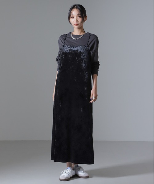 NANO universe（ナノユニバース）の「ベロアキャミソールワンピース（セットアップ可）（ワンピース・レディース・ブラウン/ベージュ/ブラック・FREE）」の20枚目の写真