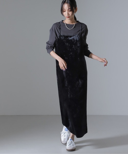 NANO universe（ナノユニバース）の「ベロアキャミソールワンピース（セットアップ可）（ワンピース・レディース・ブラウン/ベージュ/ブラック・FREE）」の21枚目の写真