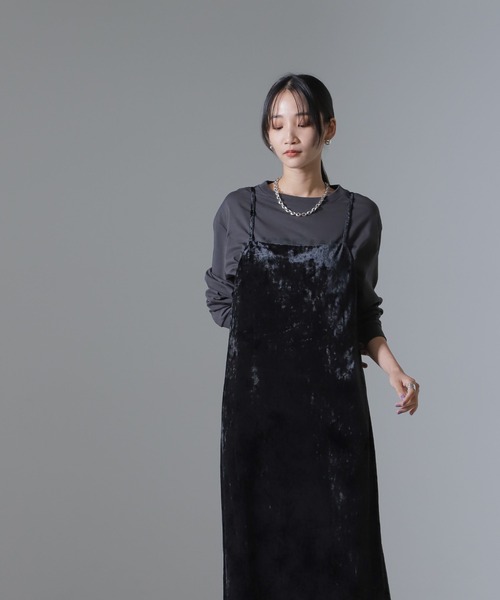 NANO universe（ナノユニバース）の「ベロアキャミソールワンピース（セットアップ可）（ワンピース・レディース・ブラウン/ベージュ/ブラック・FREE）」の19枚目の写真