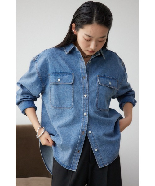 AZUL by moussy(アズールバイマウジー)の「ルーズポケットシャツ(シャツ/ブラウス・レディース・ブラック/ブラック系その他2/ブルー・FREE)」の19枚目の写真