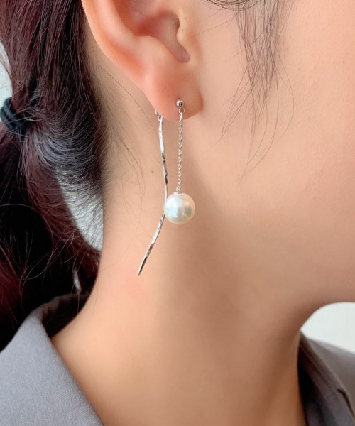 チェーンパールピアス  (両耳用)