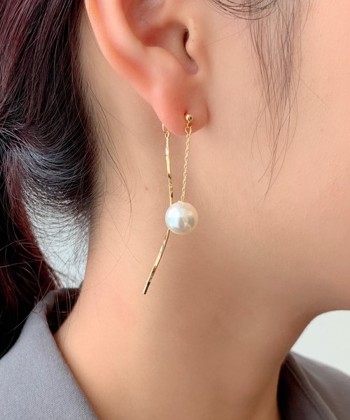 チェーンパールピアス  (両耳用)